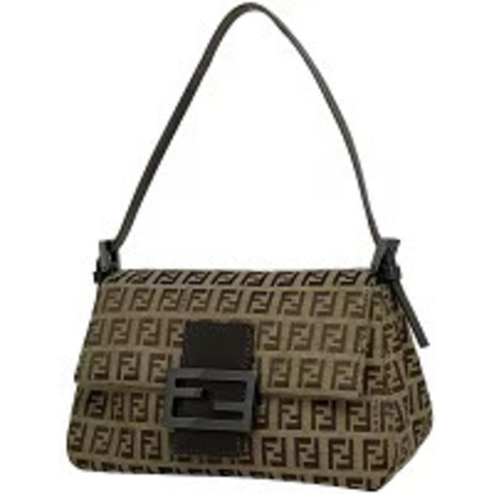 Fendi Mamma Bucket Hobo 2way Shoulder Bag Zucchino Canvas Brown